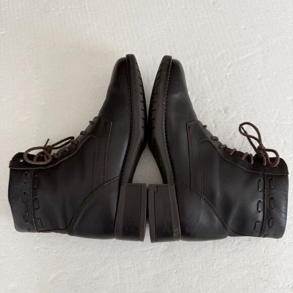 Size 7M - L.L. Bean Brown Leather Combat Winter Boots Women's Lace Up Waterproof - Picture 4 of 11